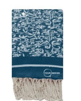 Fouta jacquard florale bleu jean