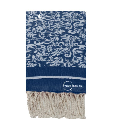 fouta-jacquard-florale-bleu-marine-tunisie-store-objet-publicitaire