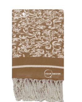 Fouta jacquard florale canelle