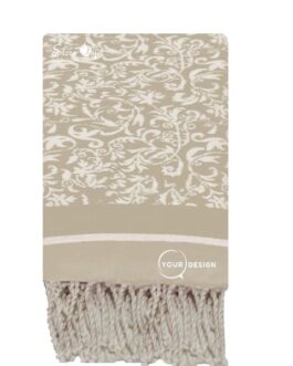 Fouta jacquard florale grège