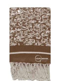 Fouta jacquard florale marron