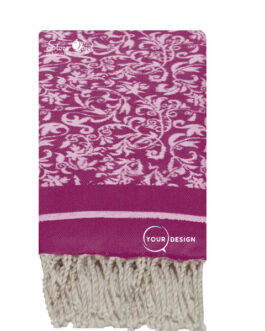 Fouta jacquard florale prunelle