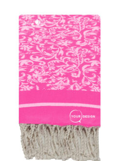 Fouta jacquard florale rose bonbon