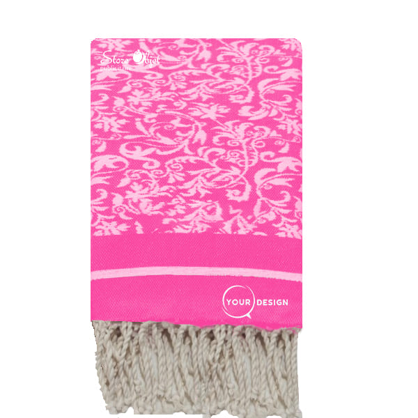 fouta-jacquard-florale-rose-bonbon-tunisie-store-objet-publicitaire