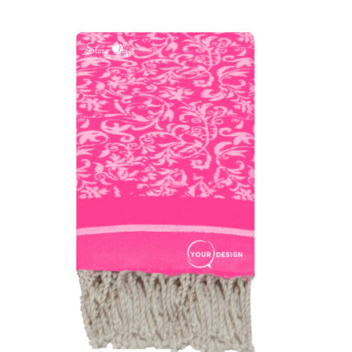 fouta-jacquard-florale-rose-fushia-tunisie-store-objet-publicitaire.