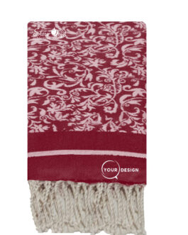 Fouta jacquard florale rouge bordeaux