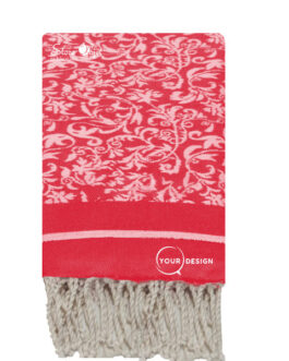 Fouta jacquard florale rouge vif