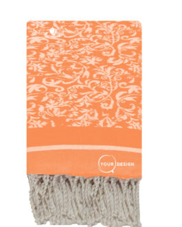 Fouta jacquard florale saumon