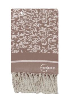 Fouta jacquard florale taupe