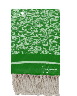 Fouta jacquard florale vert bouteille