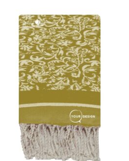 Fouta jacquard florale vert kaki