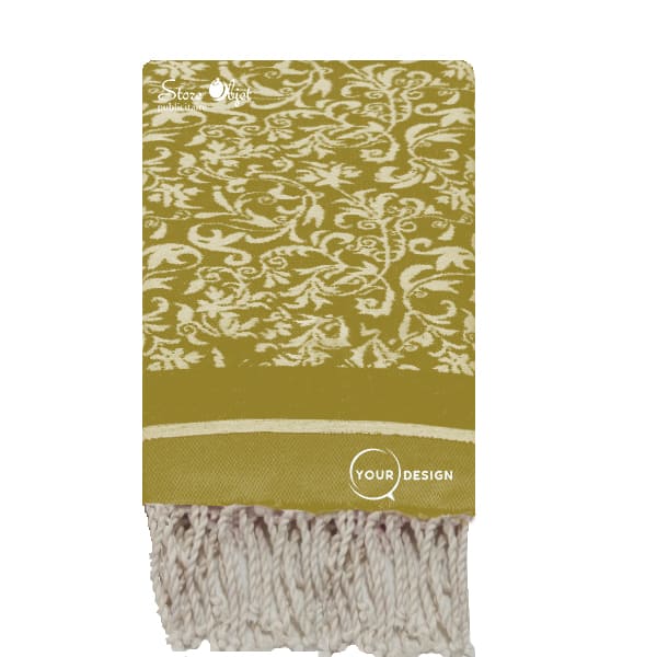 fouta-jacquard-florale-vert-kaki-tunisie-store-objet-publicitaire.