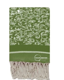 Fouta jacquard florale vert olive