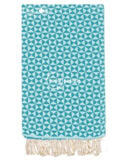 Fouta jacquard papillon bleu canard