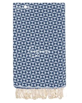 Fouta jacquard papillon bleu marine