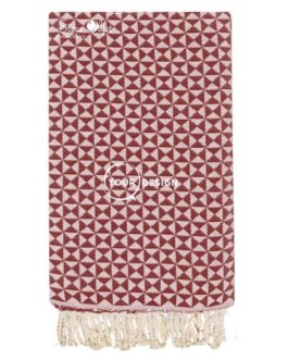 Fouta jacquard papillon rouge bordeaux