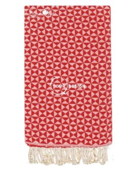 Fouta jacquard papillon rouge cerise