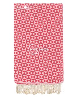 Fouta jacquard papillon rouge vif