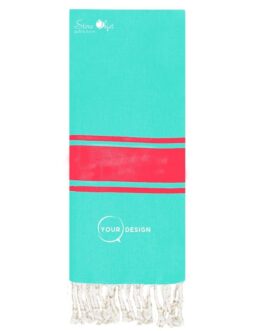 Fouta plate bicolore enfant rouge fraise & turquoise