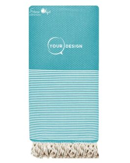 Jeté fouta XXL nid d’abeille bleu canard