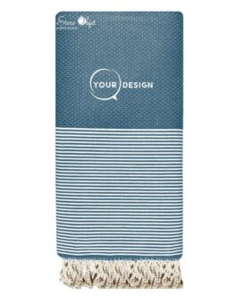 Jeté fouta XXL nid d’abeille bleu jean