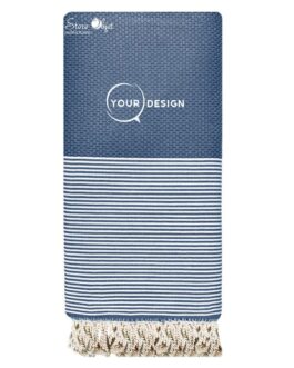 Jeté fouta XXL nid d’abeille bleu marine