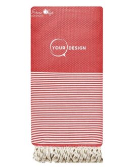 Jeté fouta XXL nid d’abeille rouge cerise