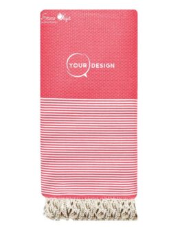 Jeté fouta XXL nid d’abeille rouge vif