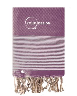 Jeté fouta nid d’abeille XXL violet lurex argent