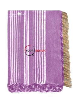 Jeté fouta plate XXL double franges mauve