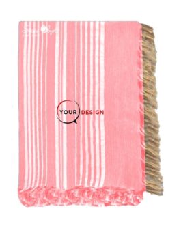 Jeté fouta plate XXL double franges rose clair