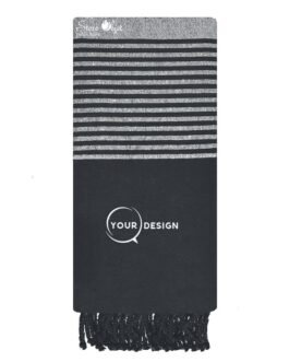 Jeté fouta nid d’abeille XXL noir lurex argenté