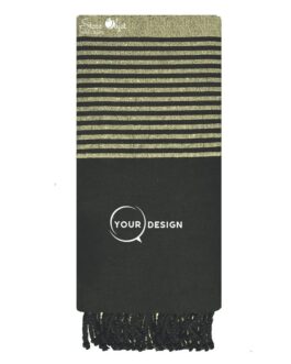 Jeté fouta nid d’abeille XXL noir lurex doré