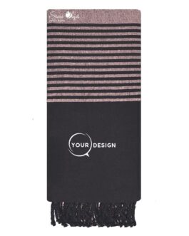 Jeté fouta nid d’abeille XXL noir lurex rose