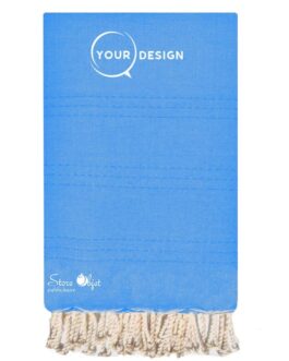 Jeté fouta plate XXL azur