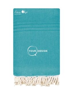 Jeté fouta plate XXL bleu canard