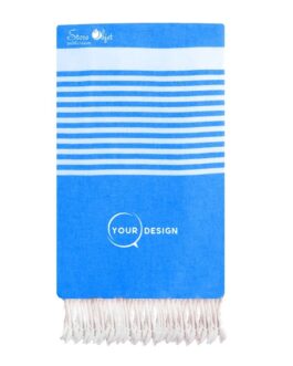 Jeté fouta plate XXL rouge azur avec rayures