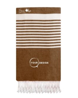 Jeté fouta plate XXL marron avec rayures