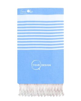 Jeté fouta plate XXL bleu ciel