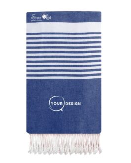 Jeté fouta plate XXL bleu denim