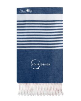 Jeté fouta plate XXL bleu saisissant avec rayures