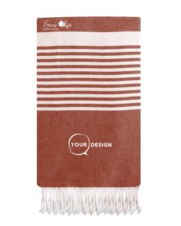 Jeté fouta plate XXL brique avec rayures