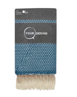 Jeté fouta XXL jacquard bleu jean