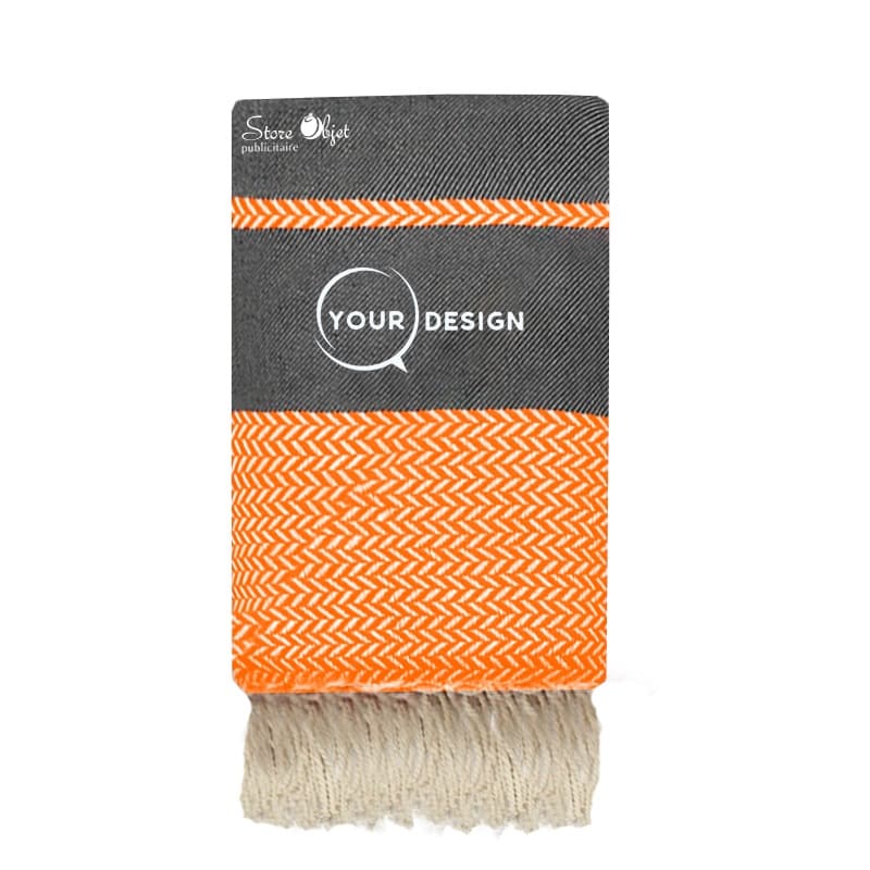 jete-fouta-xxl-jacquard-anthracite-orange-tunisie-store-objet-publicitaire