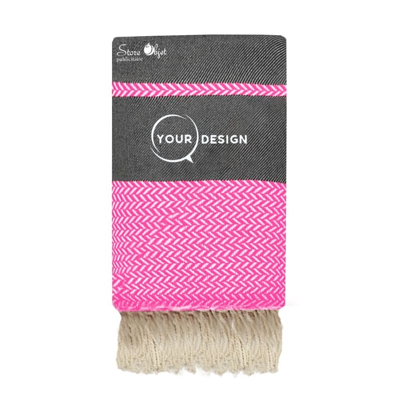 jete-fouta-xxl-jacquard-anthracite-rose-bonbon-tunisie-store-objet-publicitaire