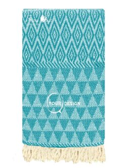 Jeté fouta jacquard XXL diamant bleu canard