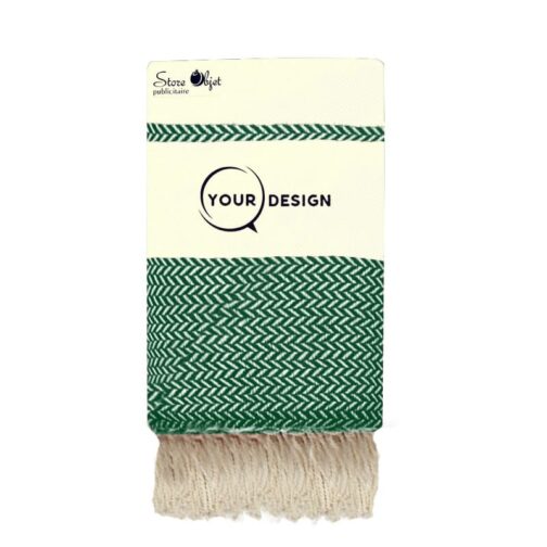 jete-fouta-xxl-jacquard-ecru-vert-fonce-tunisie-store-objet-publicitaire