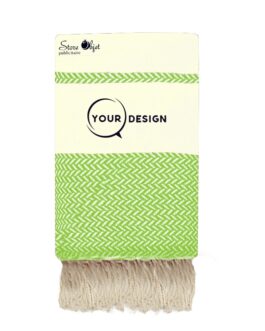 Jeté fouta jacquard écru vert pomme