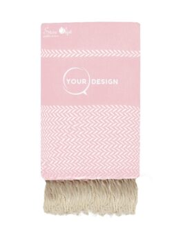 Jeté fouta XXL jacquard écru rose poudré