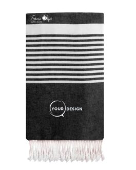 Jeté fouta plate XXL noir avec rayures